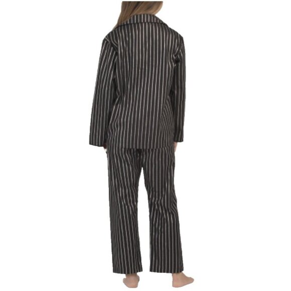 Sleeper Black Silver Stripe Womens Medium M Luxury Cotton Pajama Set $420 - Picture 2 of 16